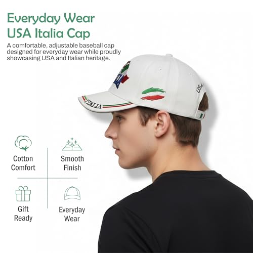 US/Italia Flags Embroidered Baseball Cap – Colorful Italian Hat in Black - Italy Collection of Italian Pride Products