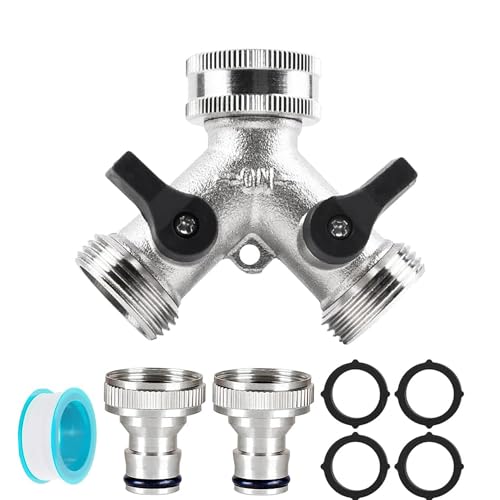 Robinet Double Machine a Lave Raccord en Y Robinet Double Machine A Laver,Raccord Y 3/4 Pouces Robinet Exterieur Jardin Pour Maison, Jardin et l'extérieur.