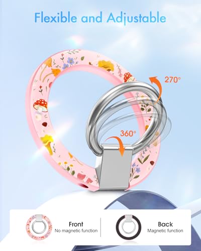Image of Toycamp Phone Grip Ring Holder Compatible with MagSafe - Magnetic Phone Grip Stand Women Cute Painting Removable Rotatable Magnet Accessories for iPhone 17 Pro Max /16 /15 /14 /13 /12 Series, Mushroom