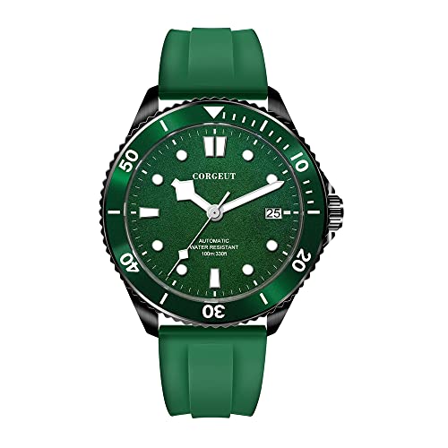 Montre automatique NH35 Corgeut en verre saphir et bracelet vert