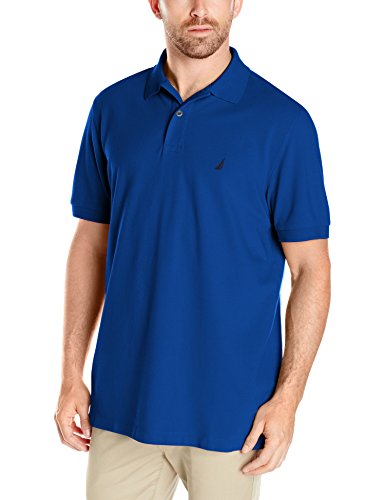 Nautica Men's Short Sleeve Cotton Pique Polo Shirt, Monaco Blue Solid, X-Large