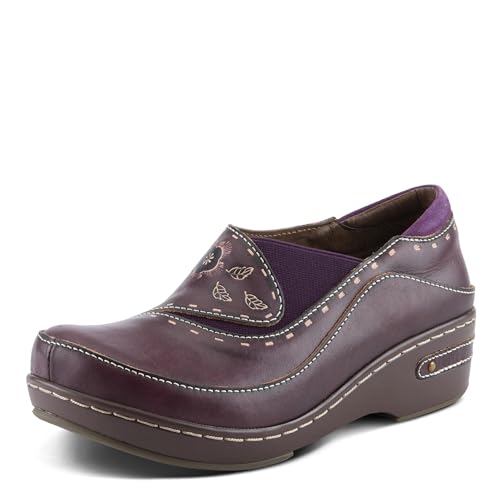 Image of Spring Step L'artiste Burbank Leather Clogs for Women | Designer Hand-Painted Slip-On Shoes | Ladies Casual Platform Clog