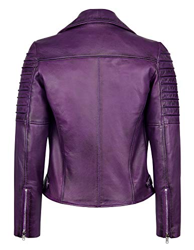 Skylinewears Women Lambskin Leather Jacket Bomber Motorcycle Biker Real Leather Jacket Purple Xxl #TOP3
