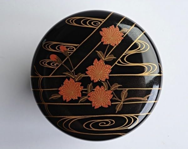 Amazon.co.jp: 中谷博峰作花筏蒔絵利休棗共箱幅6.5×高さ6.8cm茶道具