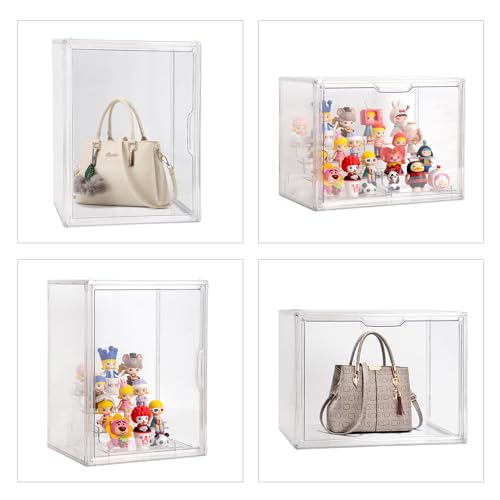 Image of BOHOIDEE Clear Acrylic Display Case with Two Display Shelves for Figures, Dustproof Storage Organizer Box with Magnetic Door, Acrylic Collectibiles Showcase