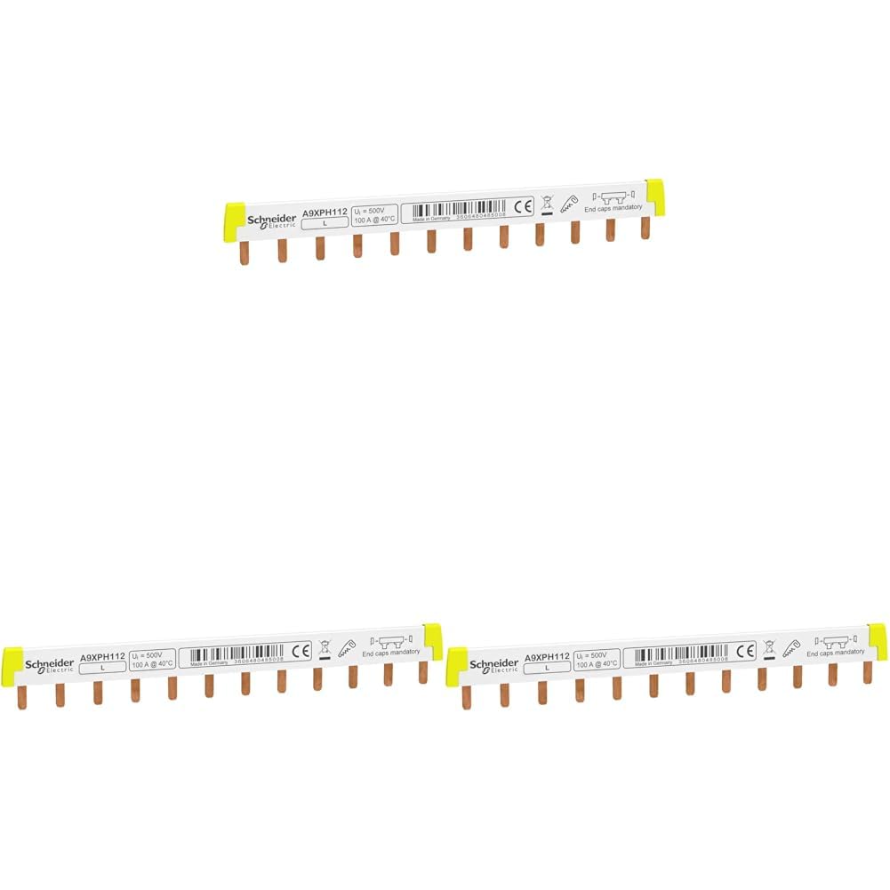 Schneider Electric Phasenschiene Steg Acti9, 1-polig, 12 TE, 100A, kürzbar, Artikelnummer A9XPH112, 3 Stück