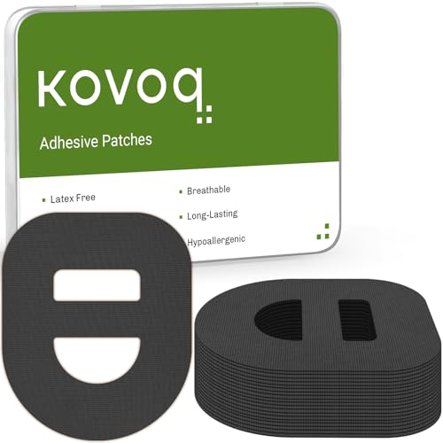 KOVOQ Omnipod 5 Overpatches, 20 Pack Waterproof Sweatproof Pod Pals Omnipod 5 Adhesive Overlay, Pre-Cut Adhesive Patch with Strap for Sensitive Skin, Breathable Reusable Tin (Black)