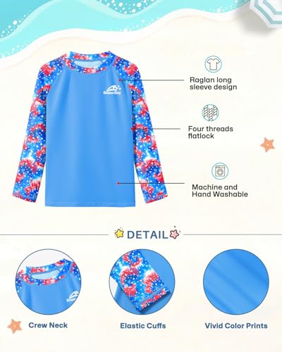 Image of BesserBay Girls Rash Guard UPF 50+ Raglan Sleeve Quick Dry Swim Shirt 4-12 Years