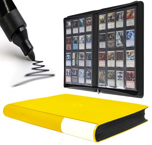 Image of Premium Card Binder 16 Pocket - Fits 1600 Cards,4X4 Ringless Card Album with Sleeves for Trading Cards & Sports Cards(Model C,Golden Yellow)