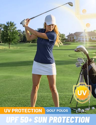 Image of TACVASEN Women's Golf Polo Shirts Short Sleeve UPF 50+ Sun Protection Golf Shirts for Women Quick Dry Collared Polos