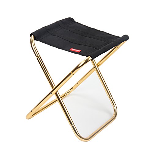 Donnagelia portátil plegable Taburete de aleación de aluminio y Oxford ligero para senderismo camping picnic pesca carga bajo 80 kg, Color negro, Negro
