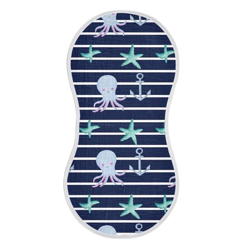 xigua Blue Octopuses Muslin Baby Burp Cloths Set of 2, Super Soft & Absorbent Burping Rags, Cotton Burp Clothes Shower Gift for Newborn, Baby Girls and Boys