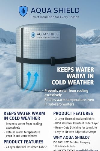 Image of 750 Litre Aqua Shield Insulated Water Tank Cover | Dual-Layer Thermal Protection | Keeps Water Cool in Summer & Warm in Winter | Prevents Algae, UV Damage & Dirt | Fits 750L Plastic Tanks