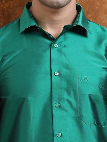 Image of Tattva Men Silk Blend Ethnic Shirt | Traditional South Indian Wear for Wedding, Festivals & Casual Wear