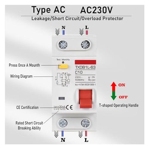 Interruptor DPNL Clase A/AC de 25A para proteger tu hogar contra cortocircuitos a 230V 3