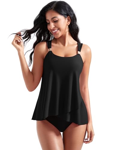 RXRXCOCO Women Tankini Bathing Suits Ruffle High Waisted Swimsuit Plus Size Tummy Control Swimwear2