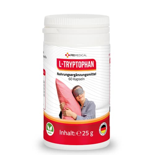 L-TRYPTOPHAN KAPSELN vegan mit 300mg je Kapsel und mit Vitamin B6, B12, B2, B1 und Folsäure, 2-Monats-Pack, glutenfrei laktosefrei Primedical 1 x 60 Kapseln