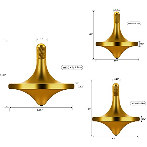Image of Stainless Steel Spinning Top,Exquisite Toy (Bronze,3PCS L+M+S)