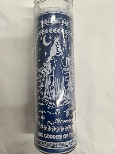 The Orisha Yemaya/Yemoja Unscented Blue Pillar Candle in Glass