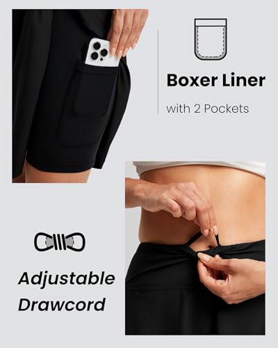 FitsT4 Sports Women's 20'' High Waisted Swim Skirt Skort Quick Dry Swimsuit Bikini Bottoms with Pockets4