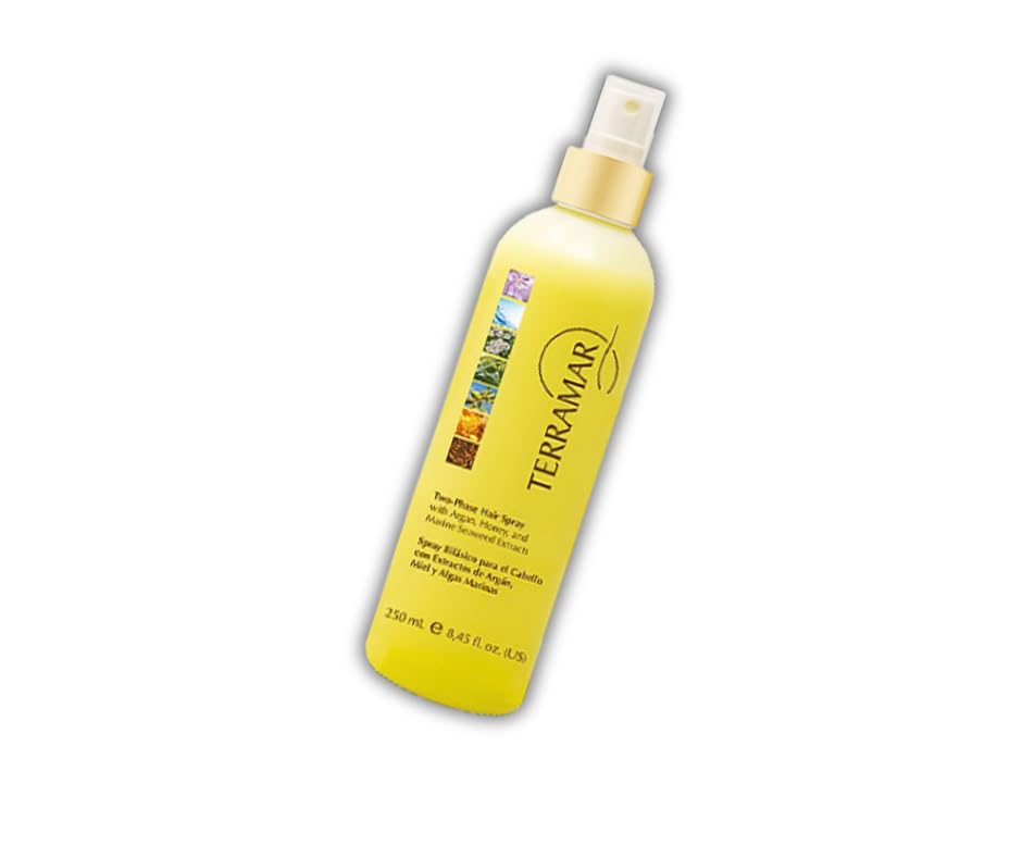Spray Bifásico para el Cabello con Extractos de Argán, Miel 250 ml. / 8,45 fl. oz. de Terramar Brands *SIN PARABENOS