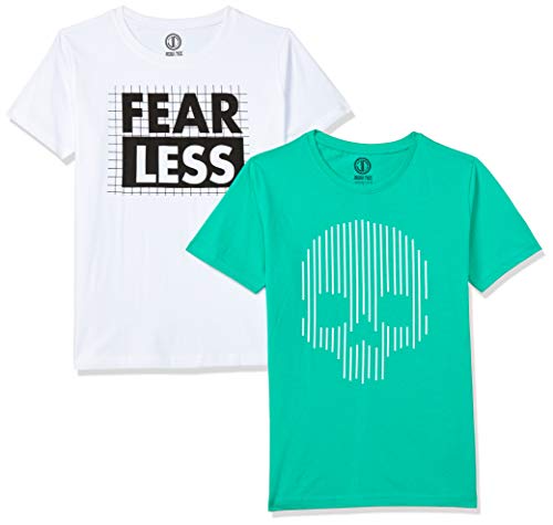 Image of Joshua Tree Boy's Paisley Regular fit T-Shirt (GT05-14 White and Green 11-12 Yrs)