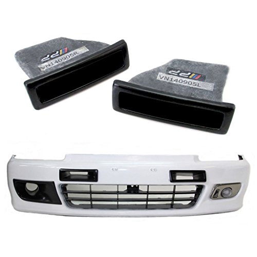 Front Bumper Fiberglass Twin Rectangle Air Duct Vents Fits For Civic EK 99" 99-00