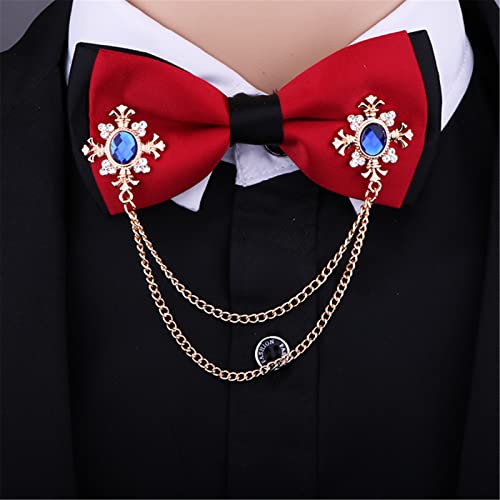 Image of 2PCS Long Chain Brooch Crystal Tassel Brooch Pin Gem Brooch Fashion Scarf Tie Pins for Women Men Wedding