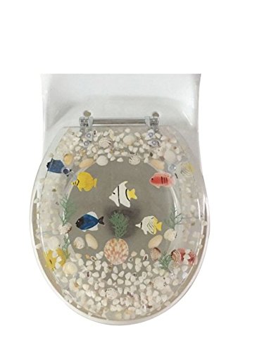 Heavy duty Fish Aquarium Round Standard Size Toilet Seat with Cover Acrylic Seats.(Clear "17 Inch)