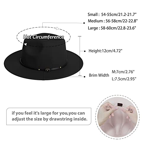 Image of jingsha Fedora Hats for Men & Women Wide Brim Fedora Felt Panama Hat Men's Dress Hats with Belt Buckle