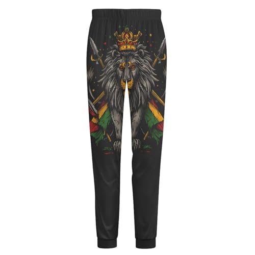 Lion Flag Reggae Rastafarian Rasta Men's Pajamas Soft Sleep Pants Casual Sweatpants Pjs Sleepwear for Home4