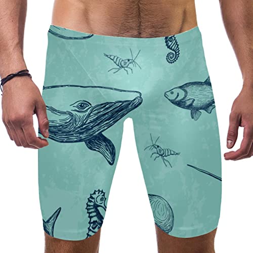 Bañador verde HUI JIN SHOP Ocean Whale para el entrenamiento en piscina de hombres y niños