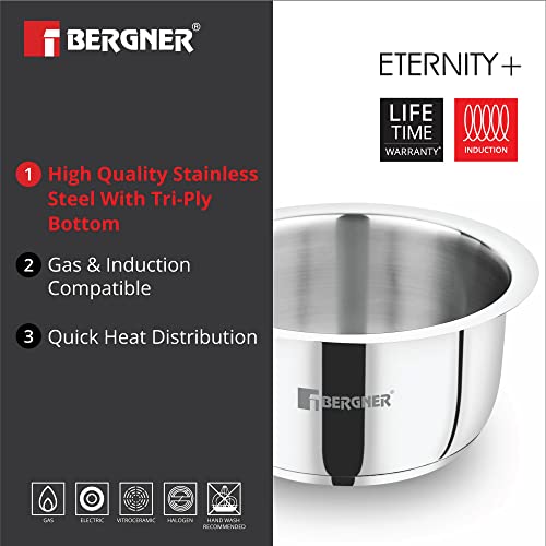 Image of BERGNER Eternity Stainless Steel Tope With Induction Compatible (3.35 Liter, Silver),Polished Metal