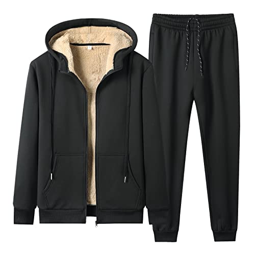 Manteau chaud à capuche et poche zippée avec son pantalon homme noir S