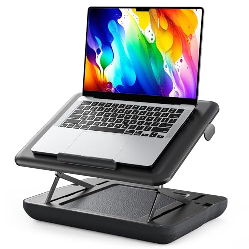 SAIJI Cojín para ordenador portátil, altura ajustable, cojín para ordenador portátil, soporte para cama, hasta 17 pulgadas, para oficina, lectura, dibujo