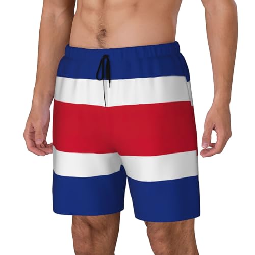 Flag of Costa Rica Breathable Fit Trends Men's Swim Trunks Board Short with Waist Elastic Band Swimming Trunks2