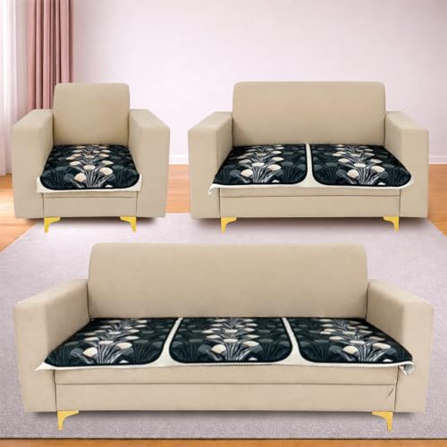 Image of Homerz Premium 'Luxe Series' Sofa Cover | Holland Velvet Fabric | Smooth Finish | Anti-Slip Fleece Backing Couch Protector (Terrace Vein, 6 (3+2+1) Seater, Only Seat Cover)
