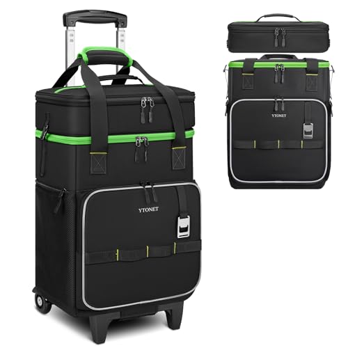 Ytonet 2-in-1 Rolling Cooler with Wheels, 55 Cans/40L Large Insulated Cooler on Wheels with Detachable Top Bag, Leakproof Soft Sided Cooler Bag for Beach, Picnic, Camping, Travel and Grocery，Black