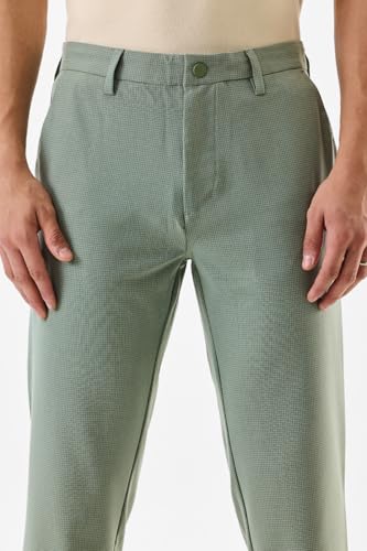 Image of SNITCH Men Chinos | Slim Fit Mid Rise Solid Pattern | Cotton Blend with Medium Stretch & Smooth Texture | Button & Zip Closure for Casual & Street Wear