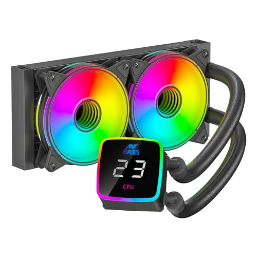 Image of Ant Esports ICE Flow 240 ARGB 240mm ARGB Liquid Cooler /AIO with Display - Black | Support Intel & AMD CPU Socket AM5, AM4, AM3, LGA1700, 1200, 2066, 1151 | Evaporation-Proof Tubing | Dual-Chamber Pump
