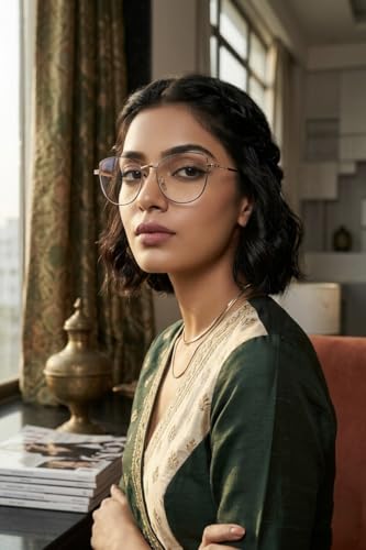 Image of Jodykoes Cat Eye Frames for Women Premium Series Designer Eyeglasses with Blu Cut Anti-Glare Protection | Fashionable Metal Frames | Ideal for Computer and Blue Rays
