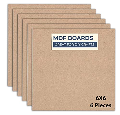 Variety Canvas 6 Piece 6 x 6 Inch MDF Boards for Art and Craft, Wood MDF Sheets for Craft Work, DIY MDF Cutouts Variety Canvas 6 Piece 6 x 6 Inch MDF Boards for Art and Craft, Wood MDF Sheets for Craft Work, DIY MDF Cutouts