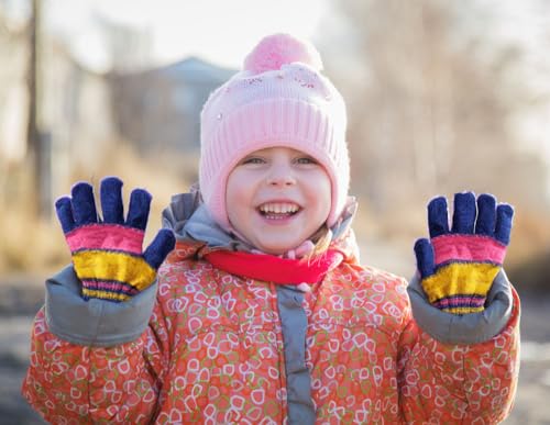 Image of Acrylic warm Woolen Winter knit cold weather fleece wool Gloves for Boys & Girls, fits for 5-10 years