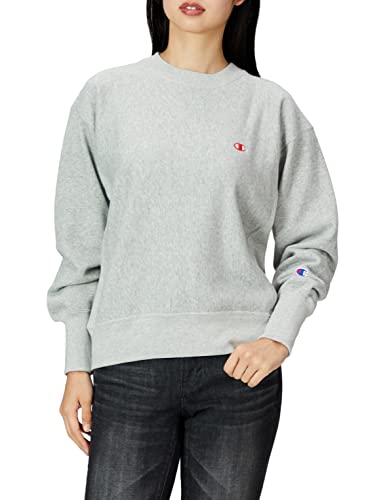 [チャンピオン] トレーナー 長袖 綿100% 10oz リブ編み ワンポイントロゴ リバースウィーブ クルーネックスウェットシャツ CW-W002 レディース オックスフォードグレー L