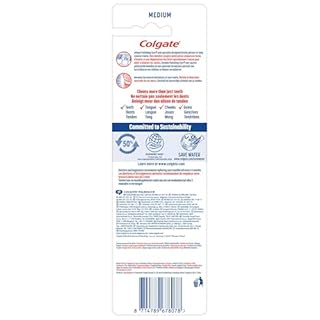 Colgate Max White Toothbrushes - Teeth Whitening Toothbrush with Polishing Star - Medium Manual Toothbrush - Assorted Designs - Adult Toothbrush Multipack - 3 Pack