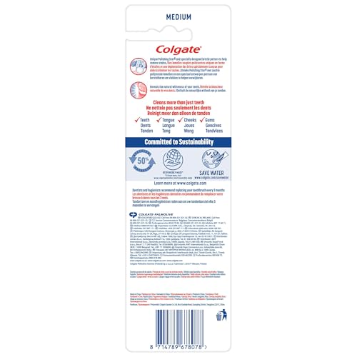 Colgate Max White Toothbrushes - Teeth Whitening Toothbrush with Polishing Star - Medium Manual Toothbrush - Assorted Designs - Adult Toothbrush Multipack - 3 Pack - Image 3