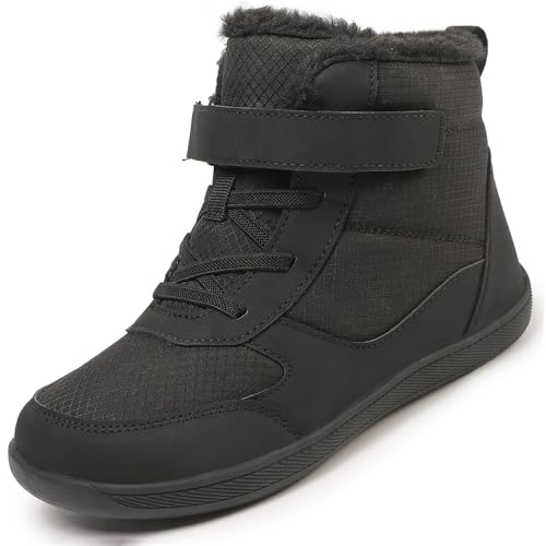Children's winter snow boots for boys and girls, wide toe barefoot snow boots, children's high-top cotton shoes, sneakers (D2506-black, Toddler, 1, Digital, US Shoe System, Wide Leg Pants)