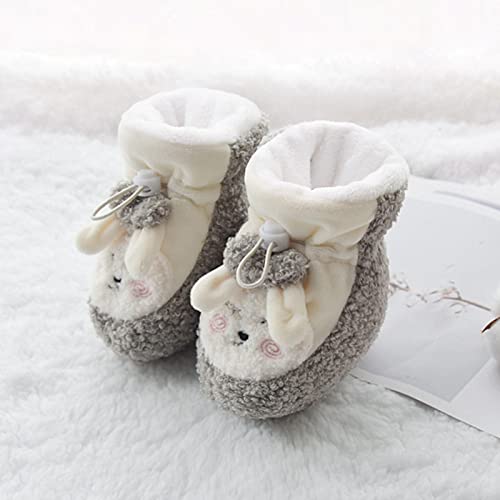 Baby Shoes Cotton Shoes Plus Velvet Thick Warm Soft Soled Shoes Cute Do Not Fall Before The Toddler Boots For Girls Grey #TOP1