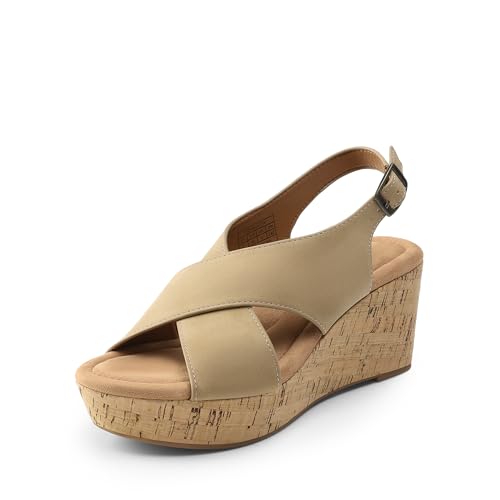 DREAM PAIRS Women's Comfortable Ankle Strap Platform Wedge Sandals for Women Casual Dressy Summer