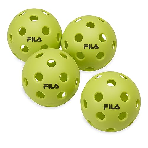 Fila Accessories - Pelotas de Pickleball para Interiores, tamaño reglamentario con 26 Agujeros (Lima), Paquete de 4